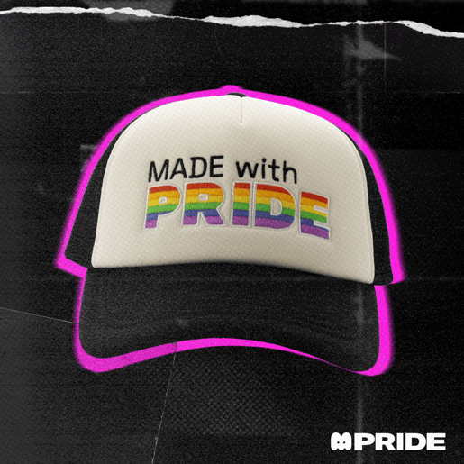 Makeship Made with Pride trucker hat, front view